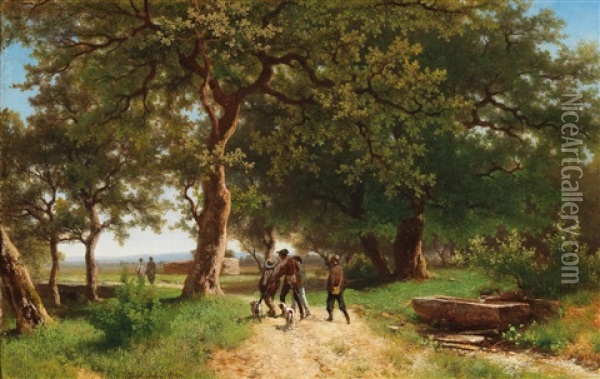 Jager Am Heimweg Oil Painting - Eduard Peithner Ritter von Lichtenfels