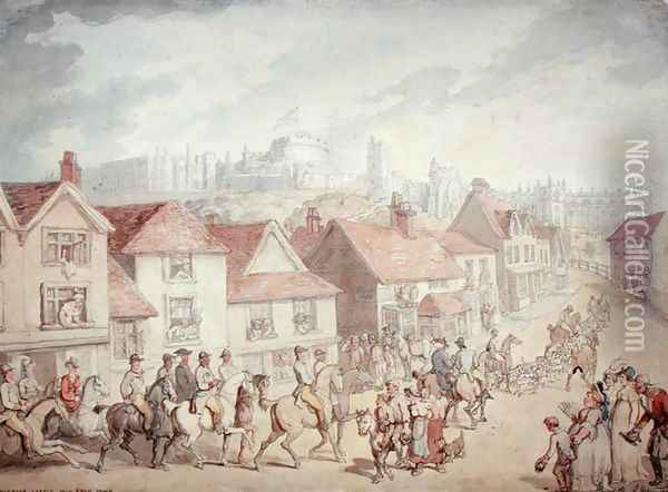 Windsor Castle from Eton Town, 1800 Oil Painting - Thomas Rowlandson