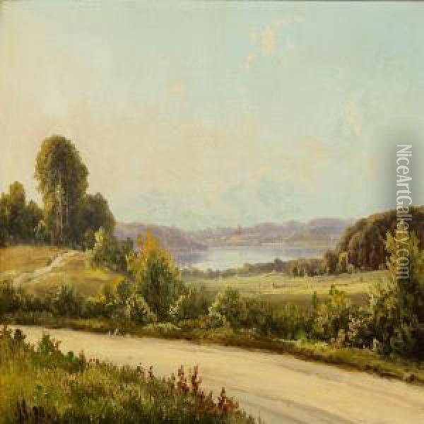 Danish Summerlandscape Oil Painting - Alexander Schmidt