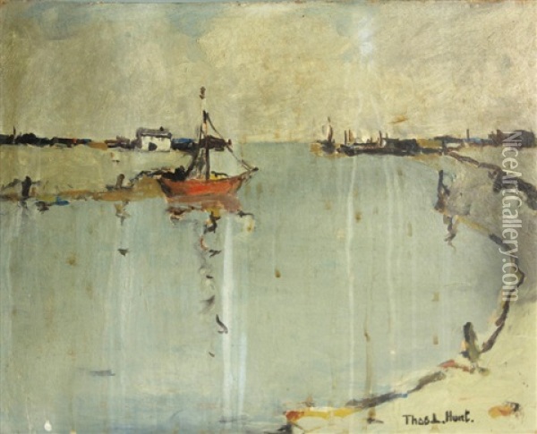 Newport Harbour Oil Painting - Thomas Lorraine Hunt