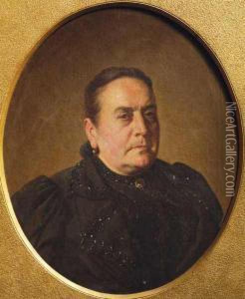 Retrato De La Senora Josefa Fernandez De Ayestaran Oil Painting - Juan Manuel Blanes