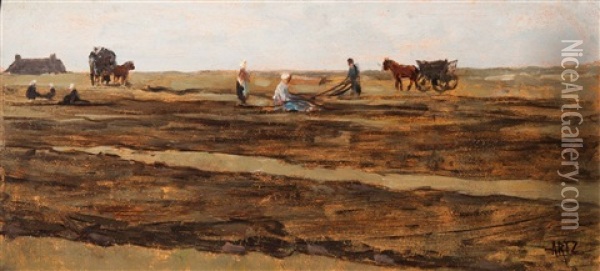 Working The Land Oil Painting - David Adolf Constant Artz