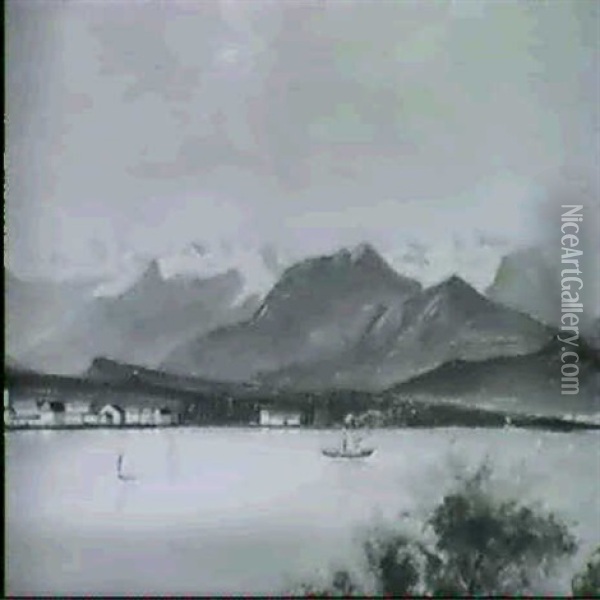 Blick Auf Den Bodensee Und Bregenz Oil Painting - Hubert Sattler