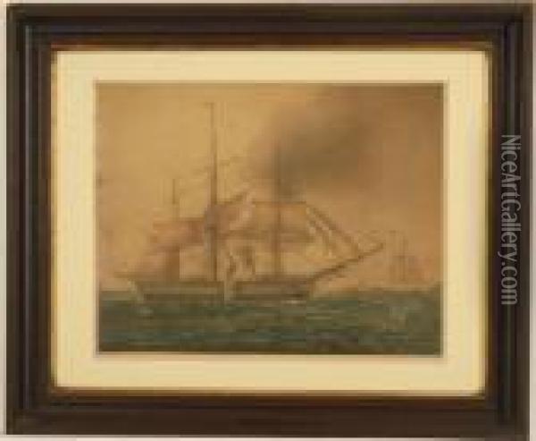 A Whaling Scene Oil Painting - John Taylor Arms