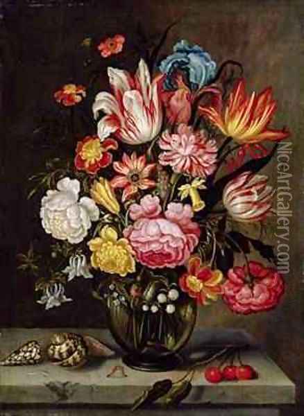 Still Life of Flowers in an Ovoid Vase Oil Painting - Abraham Bosschaert