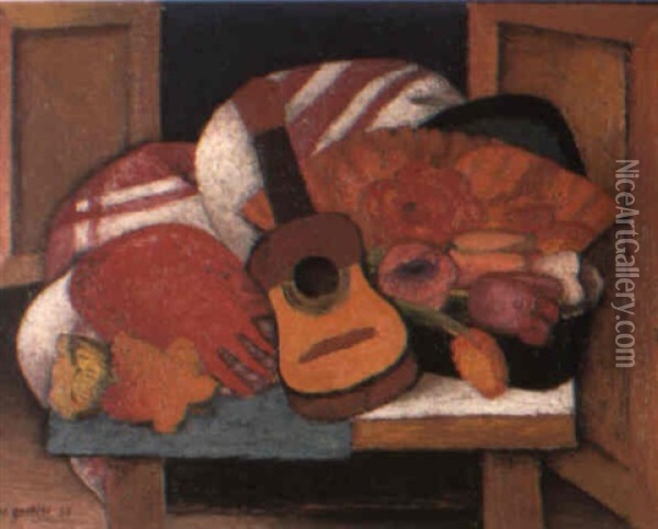 Study For The Spanish Fan Oil Painting - Mark Gertler