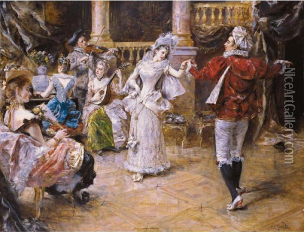 El Baile (the Dance) Oil Painting - Eduardo Leon Garrido