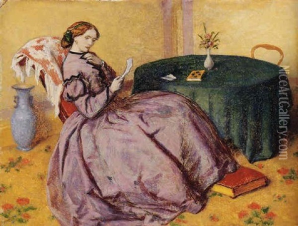 The Love Letter, January 1866 Oil Painting - William Shakespeare Burton