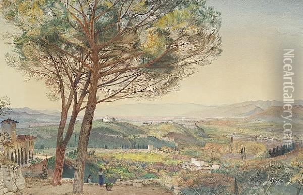 Florence From The Hill Of Bellesguardo, Fiesole Oil Painting - John Wharlton Bunney