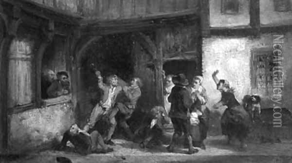 A brawl outside a tavern Oil Painting - Herman Frederik Carel ten Kate