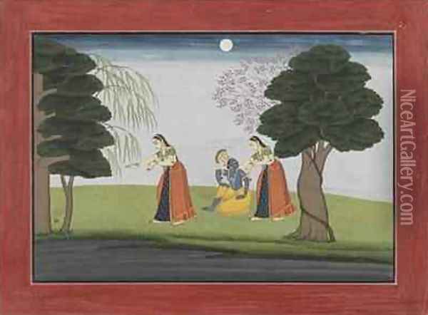 Krishna Vanishes from His Favourite Oil Painting - The Family of Manaku