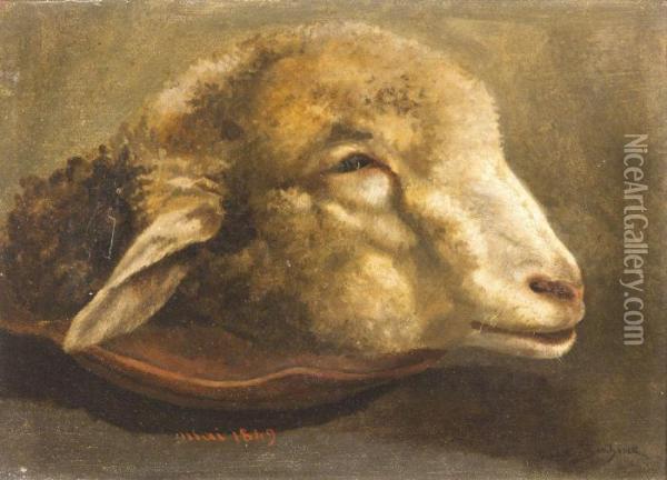Lamb Head Oil Painting - Rosa Bonheur