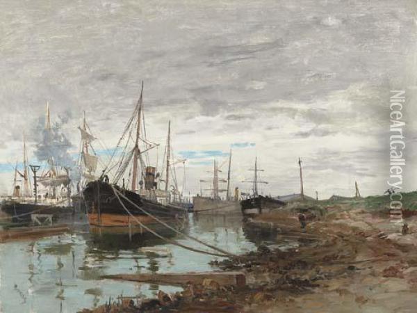 On The Quay Oil Painting - Frank Myers Boggs