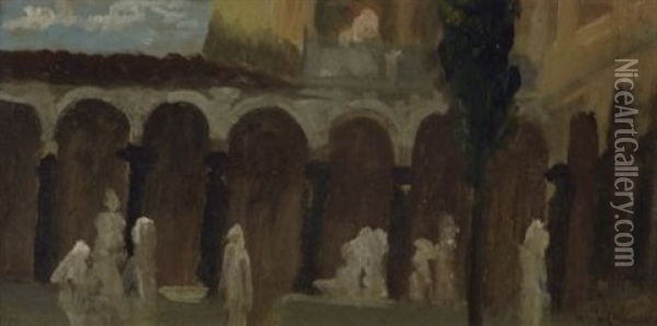 Chiostro Oil Painting - Vincenzo Cabianca