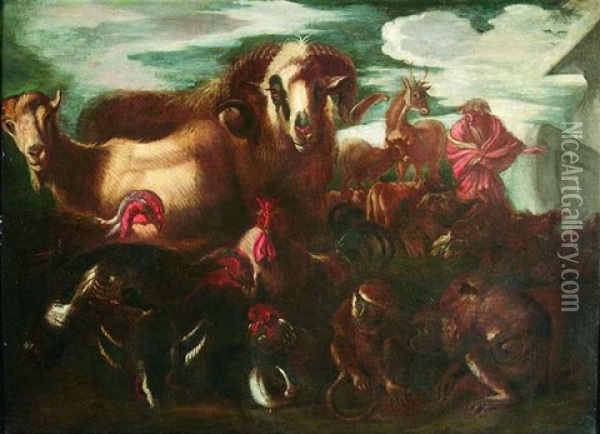 Die Tiere Verlassen Die Arche Noah Oil Painting - Giovanni Benedetto Castiglione