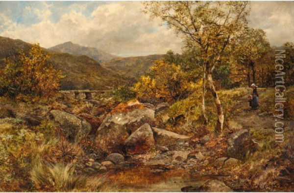 Path And Spring, Near Capel Curig Oil Painting - James T. Callowhill