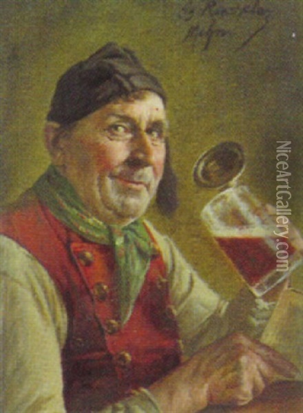 Bauer In Tracht Und Bierhumpen Oil Painting - Georg Roessler