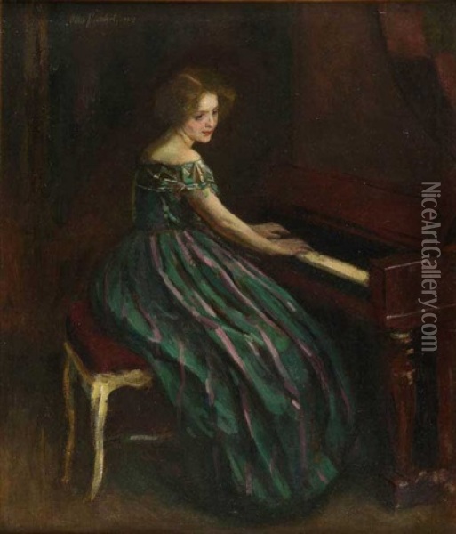 A Sweet Melody Oil Painting - Otto Herschel
