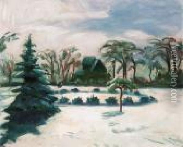 Winter Landscape Oil Painting - Bela Ivanyi Grunwald