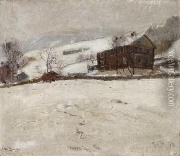 Gard I Vinterlandskap 1896 Oil Painting - Fredrik Borgen