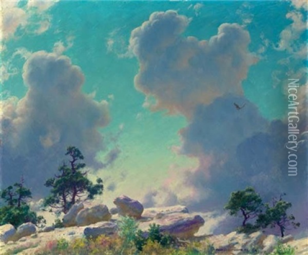 Clouds Over A Mountain Top Oil Painting - Charles Courtney Curran