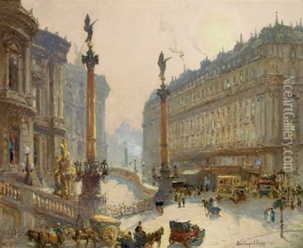 Place De La Opera, Paris Oil Painting - Colin Campbell Cooper