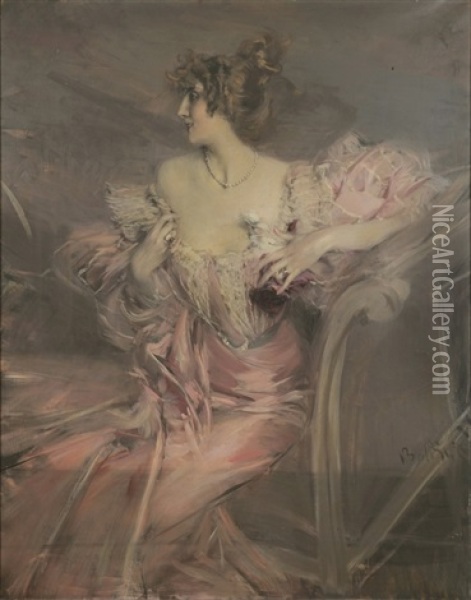 Portrait De Madame De Florian Oil Painting - Giovanni Boldini
