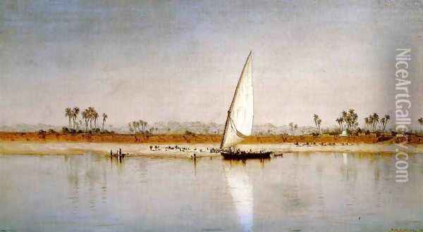 On the Nile Oil Painting - Sanford Robinson Gifford