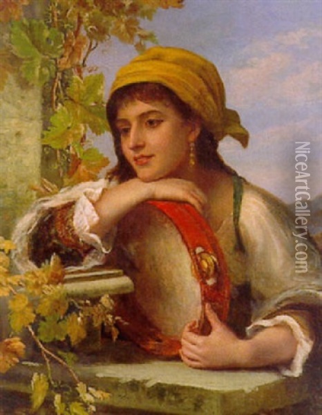 Bildnis Eines Italienischen Madchen Oil Painting - Frederick Goodall