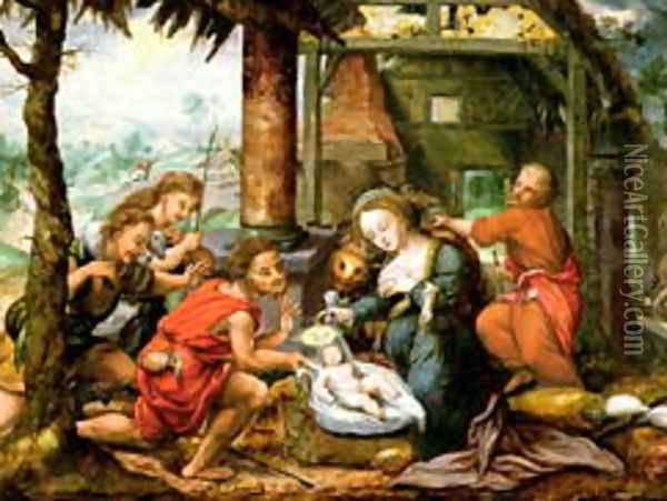 Adoration of the Shepherds Oil Painting - Verbeeck or Verbeecq, Franz