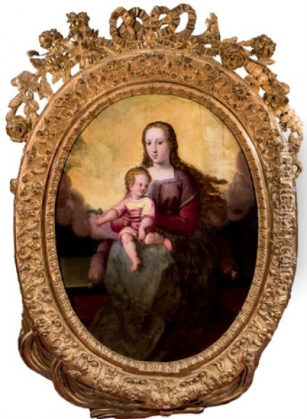 Virgen Del Pajarito Oil Painting - Alejo Fernandez