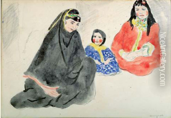 Deux Meres Algeriennes Et Un Enfant Oil Painting - Albert Marquet
