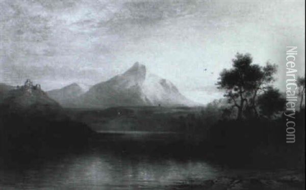 Bergige Landschaft Vor Rom Im Abendlicht Oil Painting - Karl Heilmayer