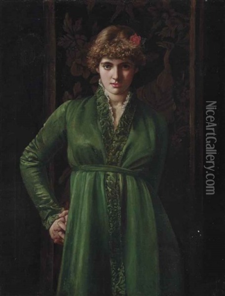 The Green Dress Oil Painting - Valentine Cameron Prinsep