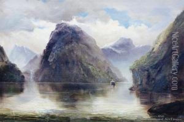 Lion Rock, Milford Sound Oil Painting - James Peele