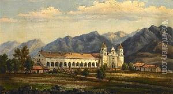 A View Of The Santa Barbara Mission Oil Painting - Henry Chapman Ford