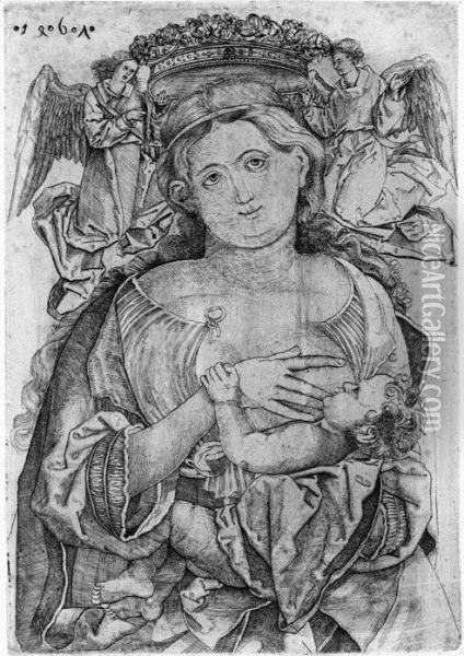 Die Madonna Mit Dem Kind Und Den Zwei Engeln Oil Painting - Allaert Claesz