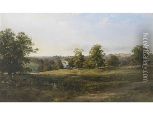 Blenheim From The Deer Park Oil Painting - George Edwards Hering