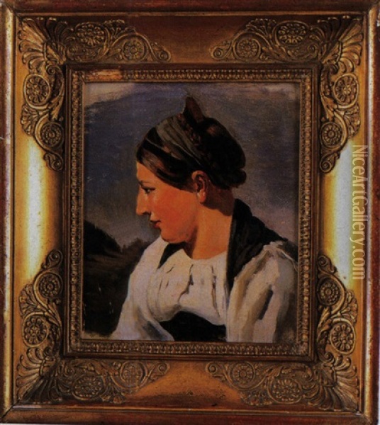 Profilportrait Einer Jungen Frau In Tracht Oil Painting - Friedrich von Amerling