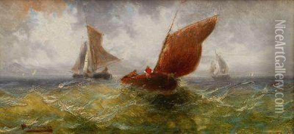 Segelschiff Und Fischerboote Oil Painting - William Delmar