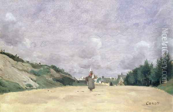 A Road in Normandy, c.1860-65 Oil Painting - Jean-Baptiste-Camille Corot