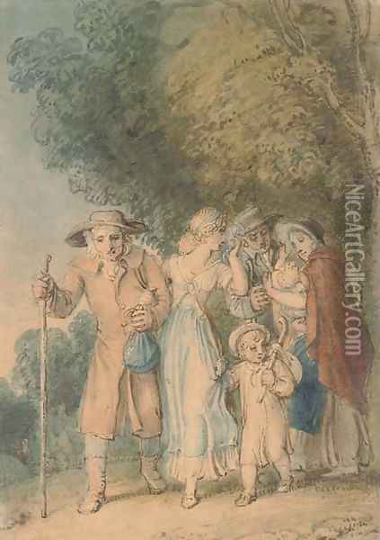 An illustration to Oliver Goldsmith's 'The Deserted Village' On the way to market Oil Painting - Thomas Stothard