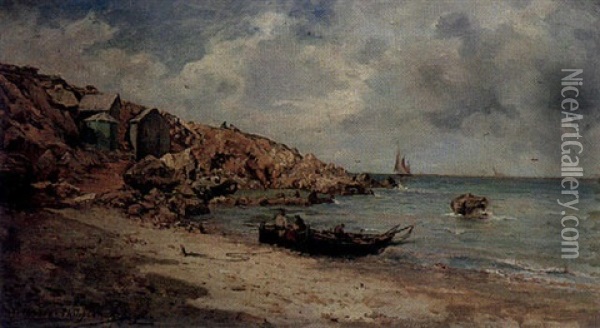 Barque De Pecheur Sur La Plage Oil Painting - Victor Philippe Flipsen