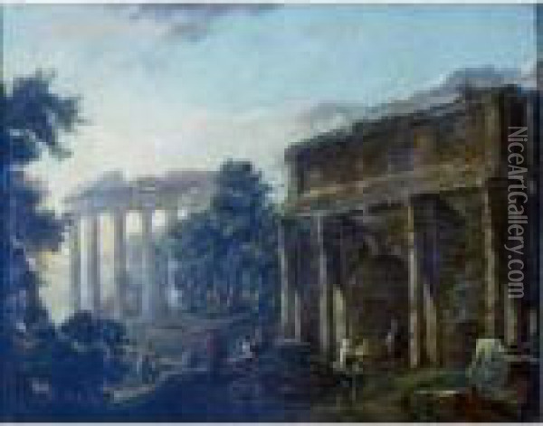 Roman Ruins Oil Painting - Hubert Robert