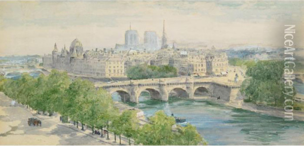 View Of Paris From The Seine Oil Painting - Henry John Yeend King