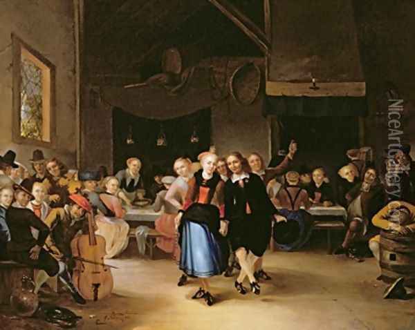 Wedding Dance in a Tavern Oil Painting - Gerrit Lundens