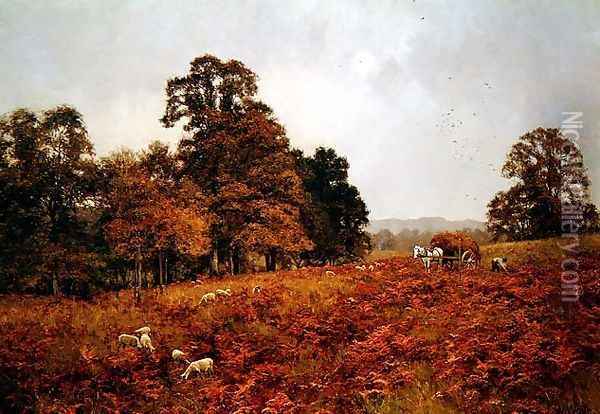 The Touch of Autumn (on Abinger Roughs, Surrey) Oil Painting - Edward Wilkins Waite