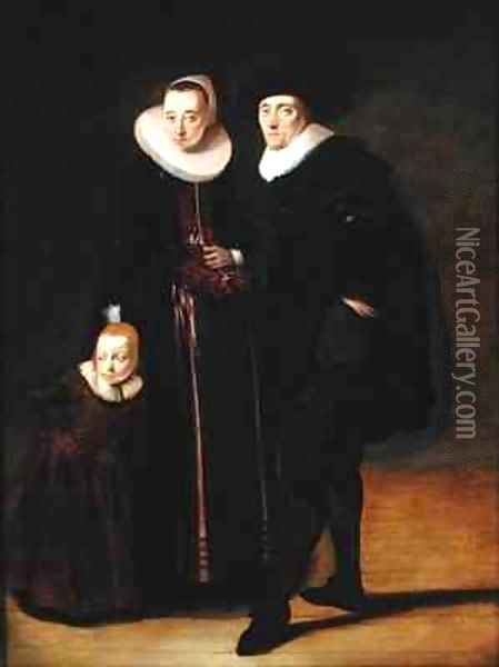Portrait of a Married Couple with their Son Oil Painting - Gerrit van Donck