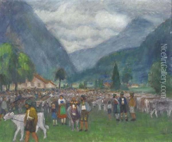 Viehscheid. Oil Painting - Otto Modersohn