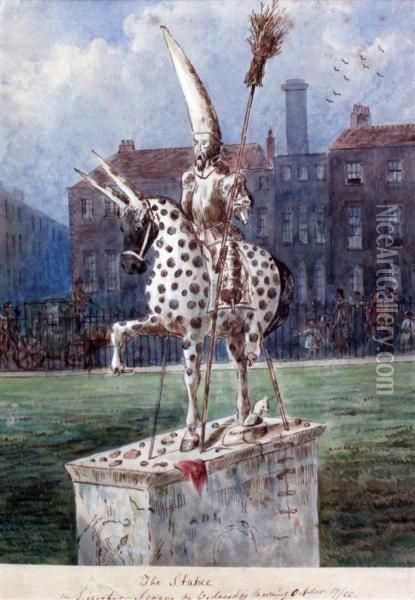 'the Statue In Leicester Square..' Oil Painting - Ernest Henry Griset